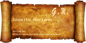 Geosits Mariann névjegykártya
